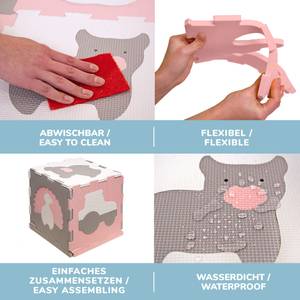 Puzzlematte für Babys - Bauernhof Grau - Pink - Weiß