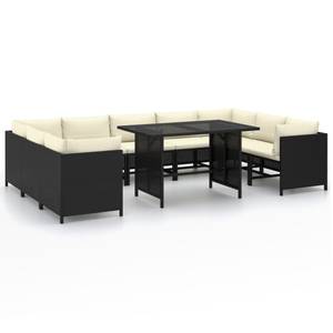 Garten-Lounge-Set (10-teilig) 3009676-2 Schwarz - Metall - Polyrattan - 60 x 65 x 60 cm