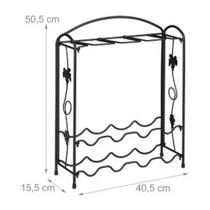 Schwarzes Weinregal mit Glashalter Schwarz - Metall - 41 x 51 x 16 cm