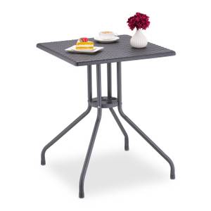Gartentisch in grauer Rattan-Optik Grau - Metall - Kunststoff - 61 x 75 x 61 cm