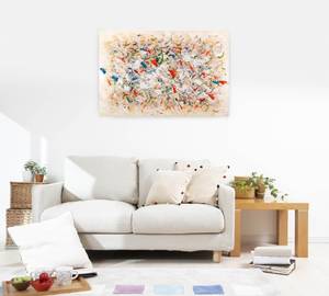 Bild handgemalt Vorboten des Frühlings Beige - Massivholz - Textil - 120 x 80 x 4 cm
