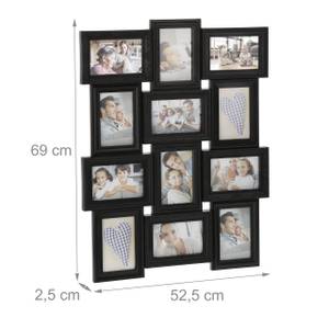 Bilderrahmen für 12 Fotos Schwarz - Holzwerkstoff - Kunststoff - 53 x 69 x 3 cm
