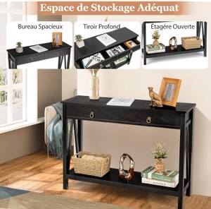 Table Console 2 Tiroirs VH32256NWFR Noir - Bois manufacturé - 36 x 78 x 107 cm