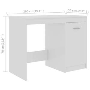 Bureau Blanc - Bois manufacturé - Bois massif - 100 x 76 x 100 cm