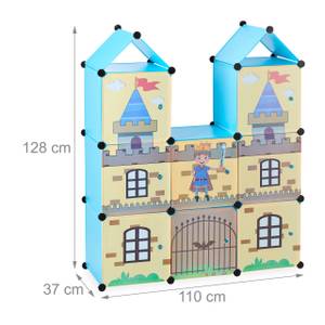 Steckregal Kinderzimmer als Ritterburg Schwarz - Blau - Gelb - Metall - Kunststoff - 110 x 128 x 37 cm