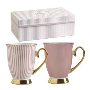 Coffret de 2 Mugs Madame Récamier Rose Rose foncé - Porcelaine - 14 x 10 x 26 cm