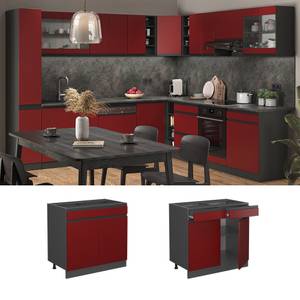 Meuble cuisine R-Line 39724 Anthracite - Rouge