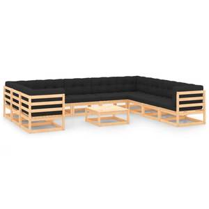 Garten-Lounge-Set (11-teilig) 3009723-2 Anthrazit - Holz