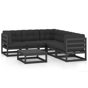 Gartenmöbel-Set (6-teilig) 3009918 Schwarz - Massivholz - Holzart/Dekor - 70 x 30 x 70 cm