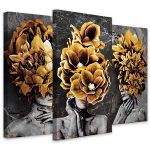 Leinwandbilder Set Abstrakt Frau Blumen 180 x 120 x 120 cm