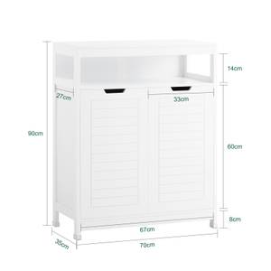 Meuble de salle de bain BZR121-W Blanc - Bois manufacturé - 70 x 90 x 35 cm