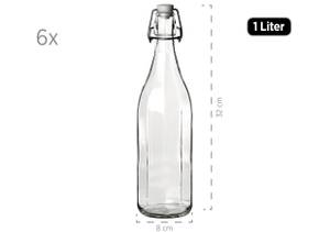 Flasche mit Bügelverschluss (6er Set) Glas - 8 x 32 x 8 cm