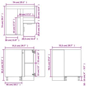 Armoire de plancher d'angle 3016496-9 Gris - Gris minéral