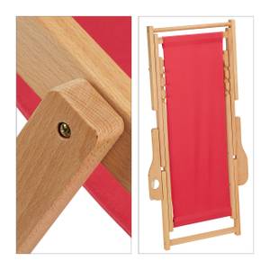 Liegestuhl Holz mit Armlehnen rot Braun - Rot - Holzwerkstoff - Textil - 70 x 84 x 102 cm