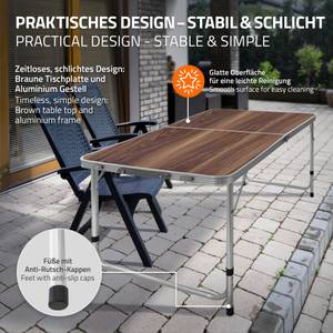 Campingtisch mit Tragegriff 120 cm Braun Braun