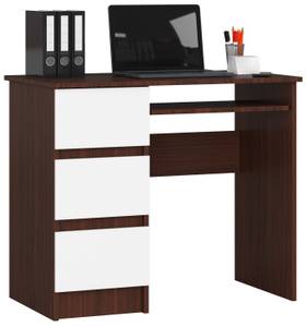 Bureau d'ordinateur A-6 gauche CLP Imitation wengé - Blanc