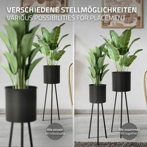 Blumenständer aus Stahl 2er Set Schwarz - Metall - 23 x 79 x 26 cm