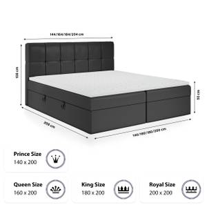 Boxspringbett Mokpo Marmor Schwarz Dekor - Breite: 204 cm