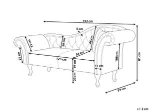 Chaise longue LATTES Beige - Crème - Chêne foncé - Accoudoir monté à gauche (vu de face) - Angle à droite (vu de face)