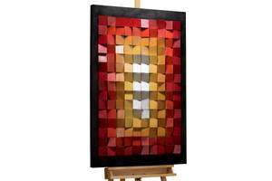 Wandbild 3D Vierte Dimension Schwarz - Rot - Kunststoff - Holz teilmassiv - 80 x 120 x 9 cm