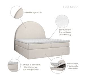 Boxspringbett Half Moon Beige - Breite: 200 cm