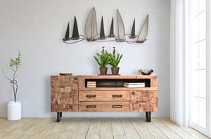 Schrank aus Akazienholz und Eisen Braun - Holz teilmassiv - 175 x 77 x 40 cm