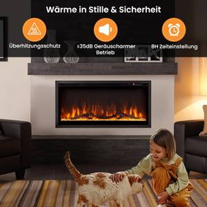 Elektrokamin mit Touchscreen +8H Timer Schwarz - Metall - 14 x 45 x 92 cm