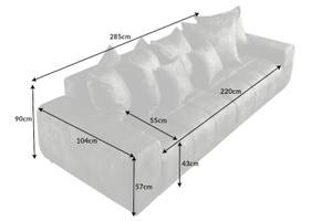Sofa ELEGANCIA Grün - Textil - 285 x 90 x 105 cm