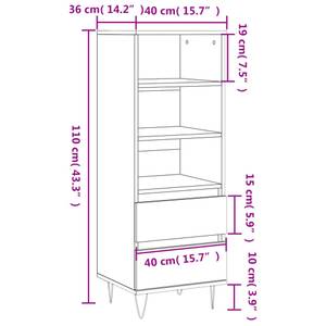 Highboard DE5971 Eiche Schwarzbraun Dekor