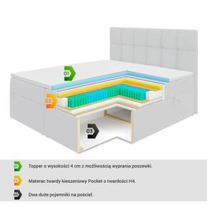 Boxspringbett VELANTO Steingrau - Breite: 140 cm - H4