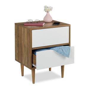 Buffet avec 2 tiroirs Marron - Blanc - Bois manufacturé - 48 x 60 x 40 cm