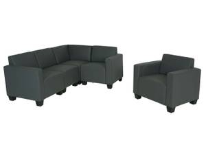 Couch-Garnitur Lyon 4-1 Grau - Kunstleder - 214 x 76 x 142 cm