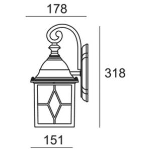 Wandleuchte Sargas Schwarz - Glas - Metall - 16 x 32 x 16 cm