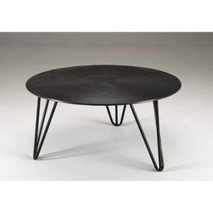 Table basse ronde aluminium noir Noir - Métal - 75 x 37 x 75 cm