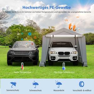 490 x 290 x 245 cm Garagenzelt Carport Grau - Metall - 490 x 245 x 290 cm