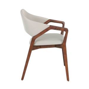 Chaise en simili cuir et bois noyer Marron - Gris - Cuir synthétique - Textile - 57 x 80 x 58 cm