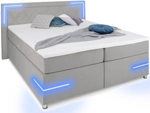 Boxspringbett Lima mit LED Hellgrau - Breite: 180 cm