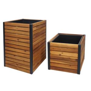 Pflanzkasten L23 (2er-Set) Braun - Metall - Holzart/Dekor - Holz teilmassiv - 42 x 60 x 42 cm