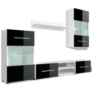 Wand-Vitrine 293690 Schwarz - Holzwerkstoff - 240 x 195 x 40 cm