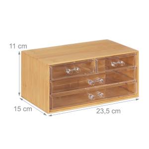 Make Up Organizer mit 4 Schubladen Braun - Bambus - Kunststoff - 24 x 11 x 15 cm