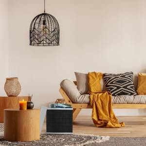 Sitzhocker mit Stauraum Schwarz - Weiß - Bambus - Holzwerkstoff - Textil - 35 x 35 x 35 cm