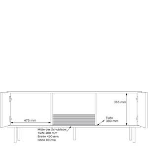 LOFTY TV-Lowboard Kreuzeinlage Schwarz - Braun - Eiche Dekor