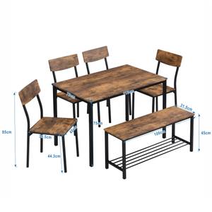 Essgruppe Natur (6er Set) Braun - Holzwerkstoff - Metall - 70 x 75 x 110 cm