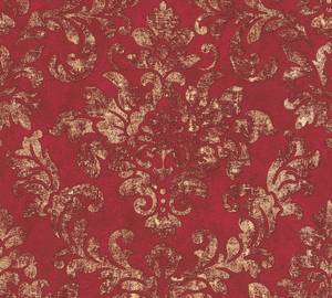 Tapete Barockmuster Rot - Naturfaser - Textil - 53 x 1005 x 1005 cm
