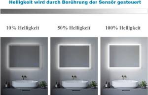 Led Badspiegel Touch Wandspiegel ECHOS Silber - Glas - 80 x 60 x 5 cm