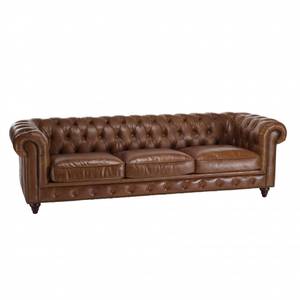 Sofa GASTON Braun - Echtleder - 99 x 73 x 247 cm