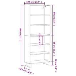 Highboard DE7567 Schwarz - Holzwerkstoff - 33 x 180 x 70 cm