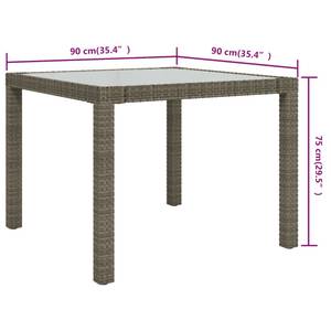 Gartentisch 3011479 Grau - Metall - Kunststoff - Polyrattan - 90 x 75 x 90 cm