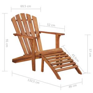 Chaise de jardin 44117 Marron - Bois massif - Bois/Imitation - 70 x 91 x 133 cm