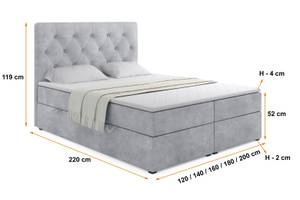 Boxspringbett ROMI Grau - Breite: 200 cm - H3